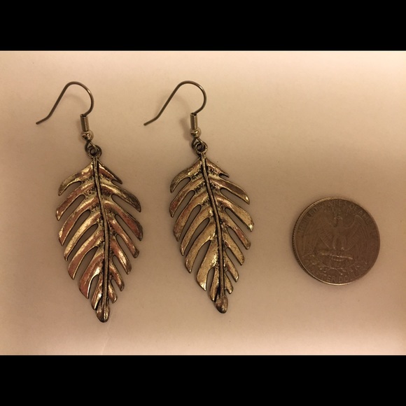 Silver Leaf Earrings - Picture 2 of 2