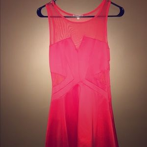 Red mesh cutout dress