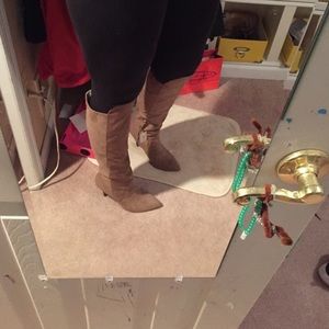 Brown knee high boots