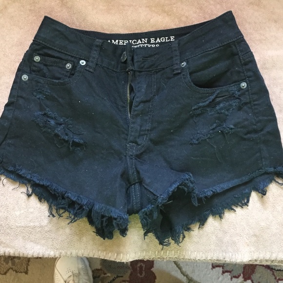 American Eagle Black Cut Off Shorts - Picture 1 of 2
