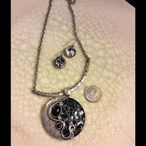 Black and silver ying yang necklace