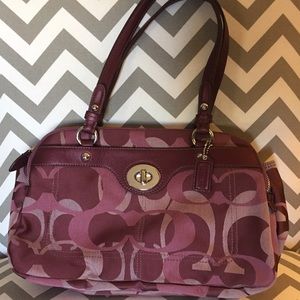 Coach Signature Burgundy Medium Satchel