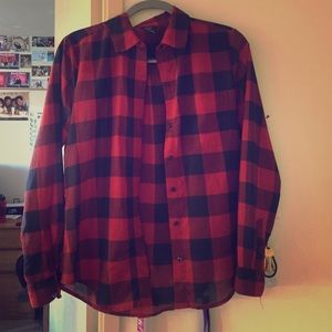 I love H81 Red Plaid Chiffon Shirt