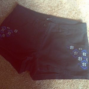 Black & blue Aztec print shorts