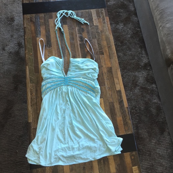 SKY light blue with blue stone halter top