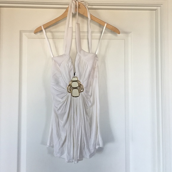 SKY white halter white white/gold embellishment