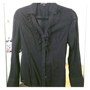 Express Pin Stripe Ruffled Button down shirt