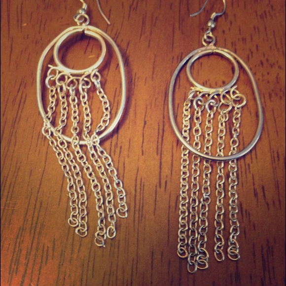 Handmade loop and chain earrings