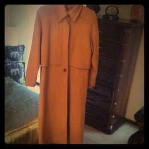100% wool long coat tan color