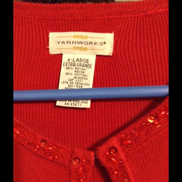 Red Cardigan with Beading - Picture 3 of 3