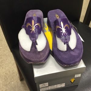 Purple and Gold Volatile Flip Flops Size 10