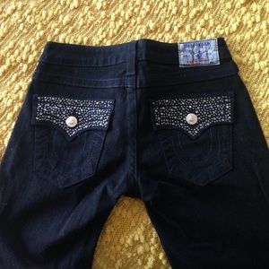 Black True Religion jeans w/rhinestones on pockets