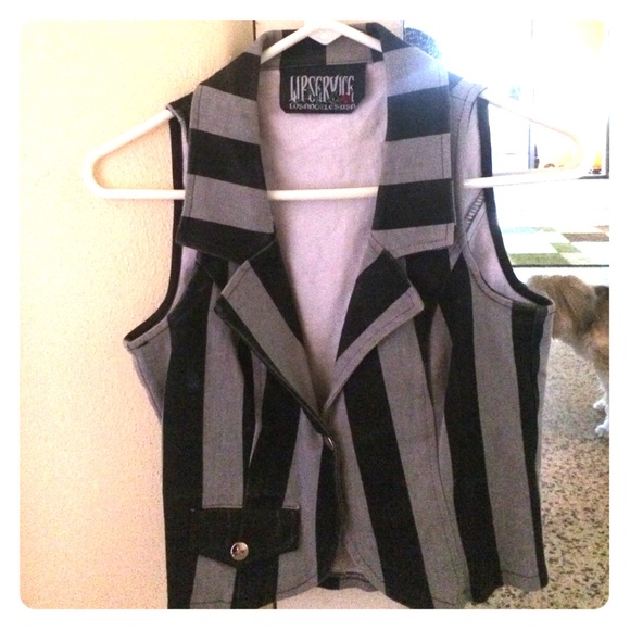 Lipservice  gray and black striped  vest