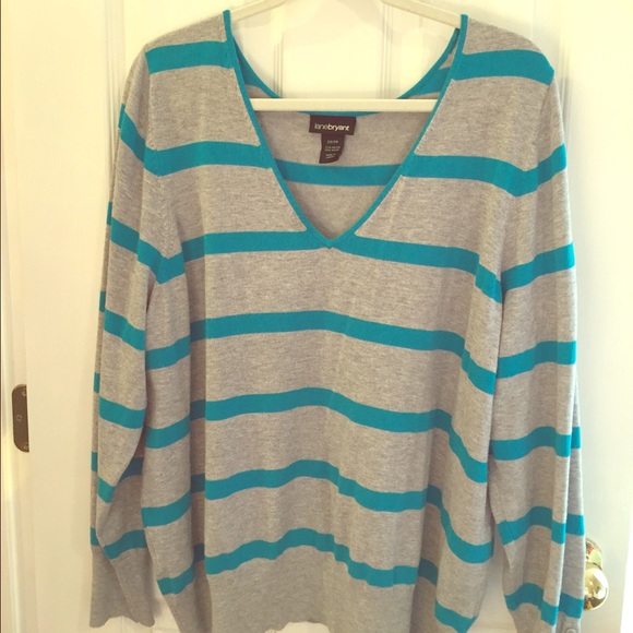 Lane Bryant Striped v-neck sweater plus size