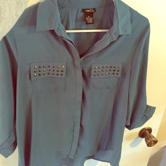 Blue collared top - Picture 1 of 3