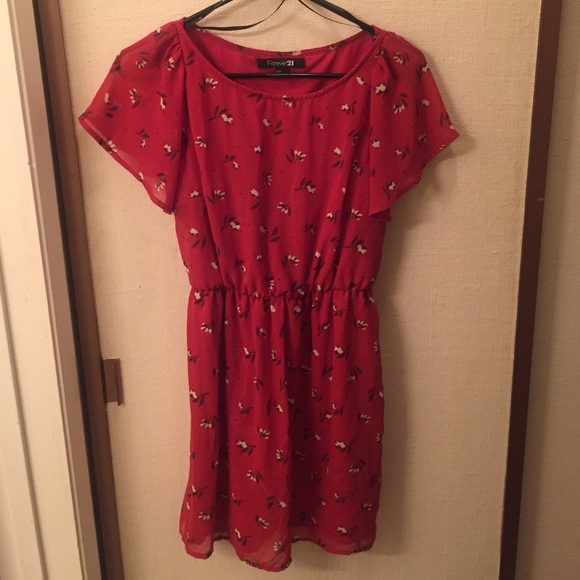 Red floral dress