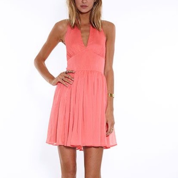 BB Dakota coral halter dress