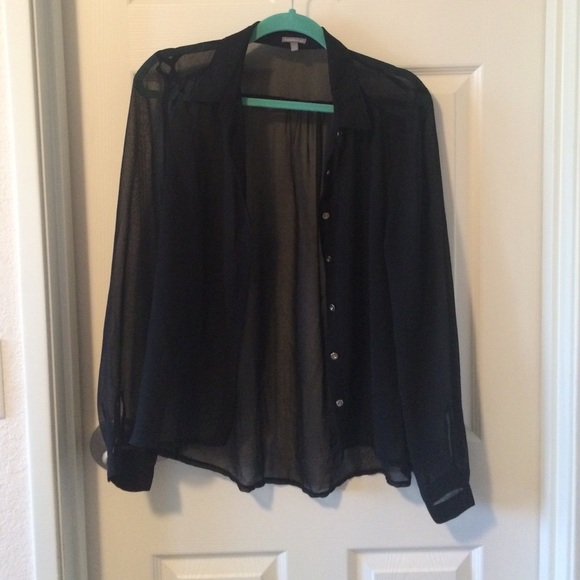Sheer black button up