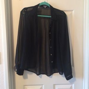 Sheer black button up