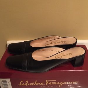 Authentic Ferragamo Black calf mules