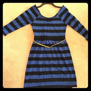 Striped dress with belt