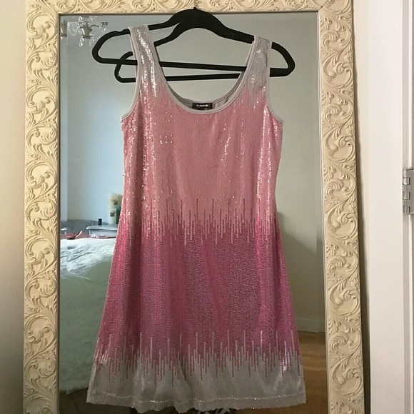 Mini Pink and Silver Sequin Dress