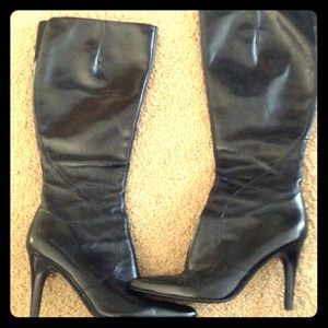 9 West Tall Black Leather Boots