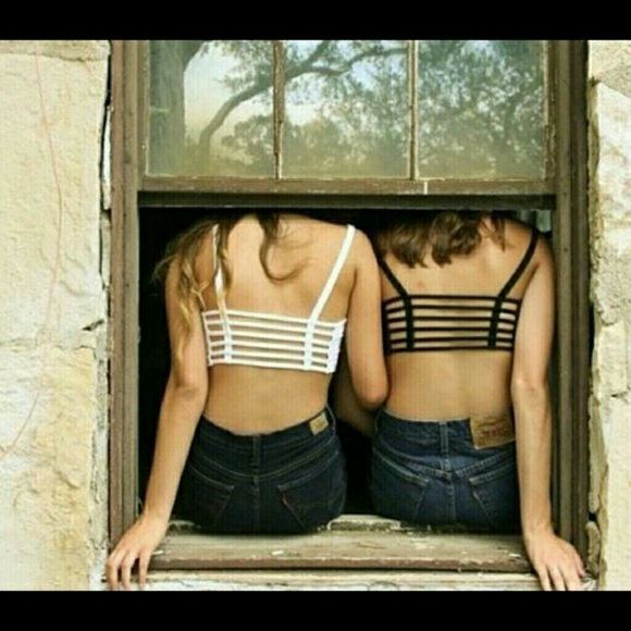 Other - Black strappy back padded bralette