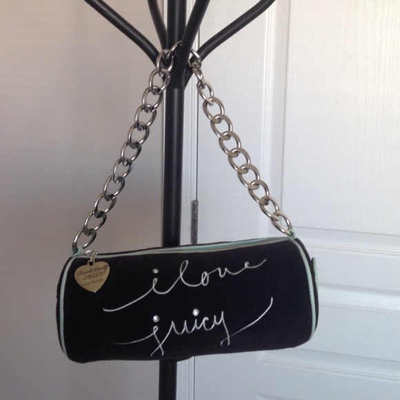Authentic black/teal Juicy Couture barrel purse