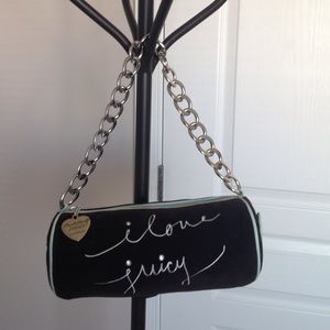 Authentic black/teal Juicy Couture barrel purse