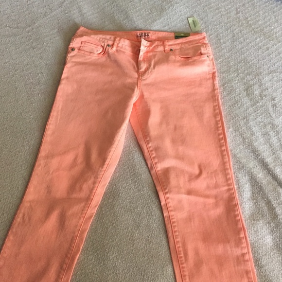 Light orange skinny jeans