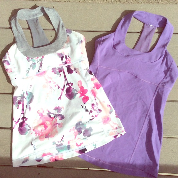One floral Lululemon tank. Size 8