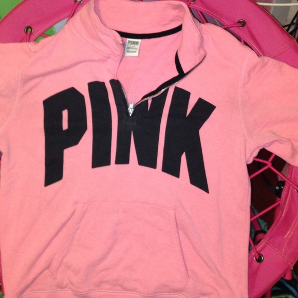 pink vs half zip sweatshirt