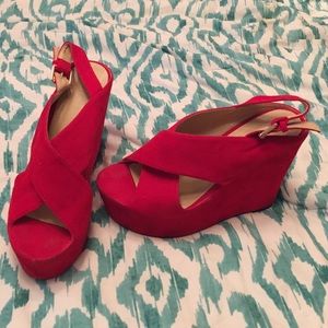 Forever21  Red Open Toe Wedges