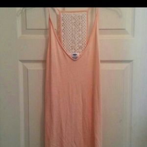 Old Navy Peach long tank w/ crochet detail back