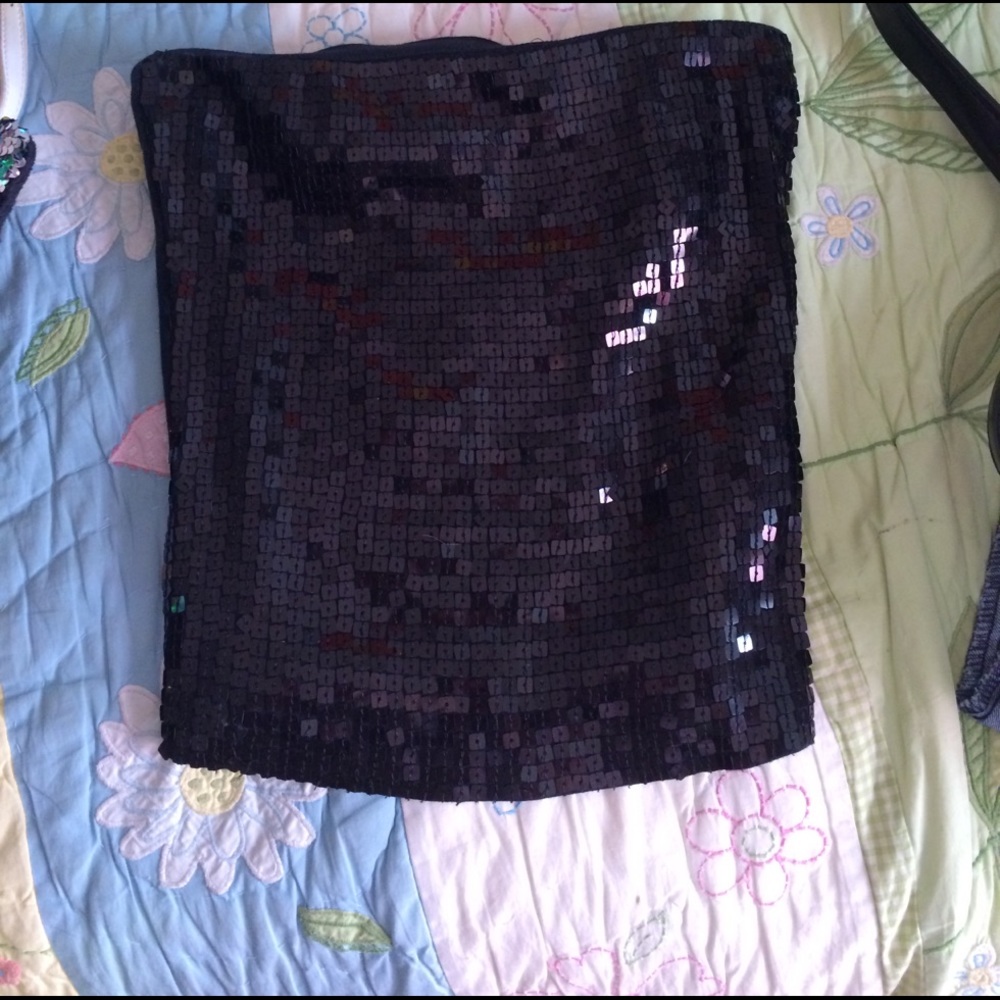 Black sequined tube top