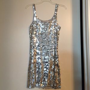Silver sequin bodycon tank dress