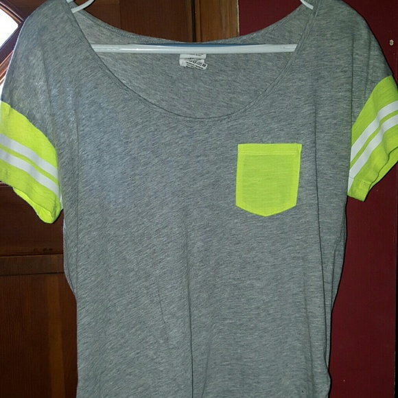 VS PINK GRAY/ LIME GREEN/YELLOW COTTON SHIRT - Picture 1 of 4