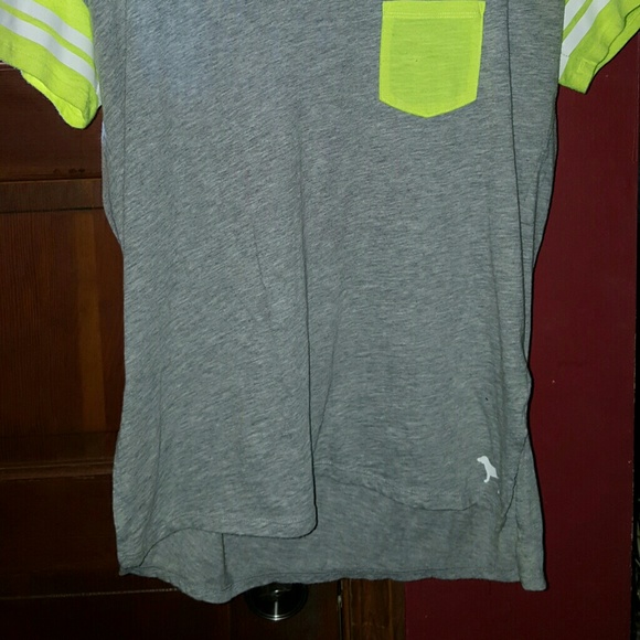VS PINK GRAY/ LIME GREEN/YELLOW COTTON SHIRT - Picture 2 of 4
