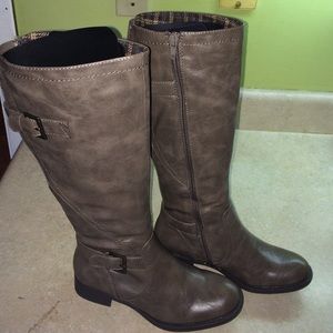 Grey riding boots