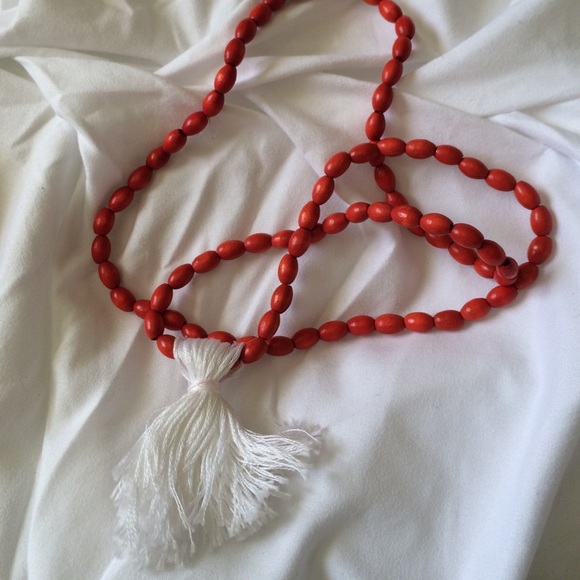 Orange and white tassel necklace!!