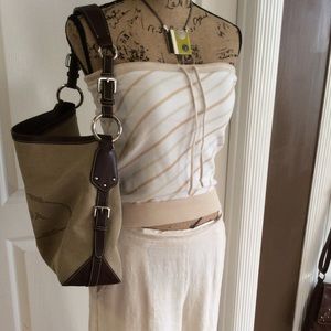 Gap gold and white stripe top