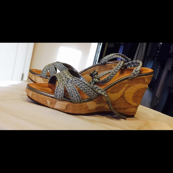 Coach Wedges with Silver straps - Picture 2 of 3