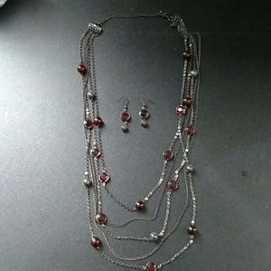 Layered necklace and earring set