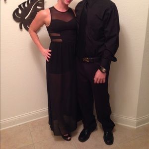 H&M long black caged dress