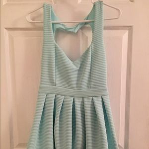 Baby blue heart back linen dress
