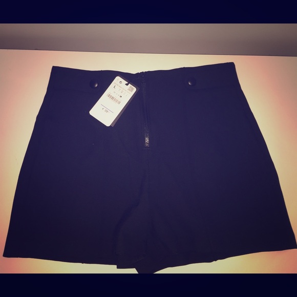 High Waisted Zip And Press-Stud Shorts