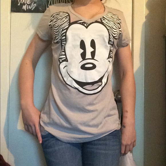 Mickey Mouse V neck with zebra print