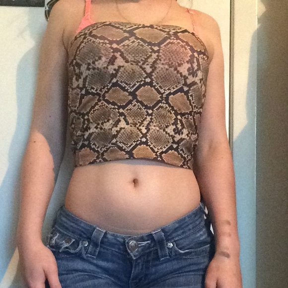 Snakeskin cropped tube top