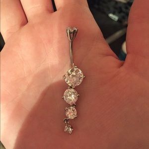 Diamond belly button ring